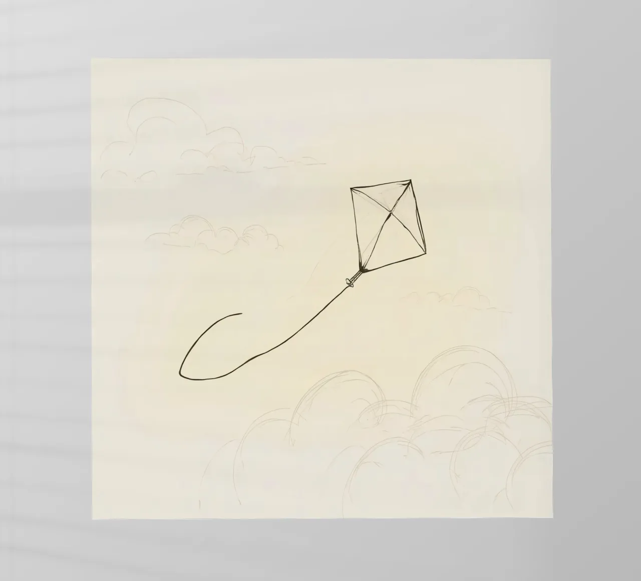 L'aquilone vola in alto con le nuvole abbozzate pellicola backlit da DesignDoodle