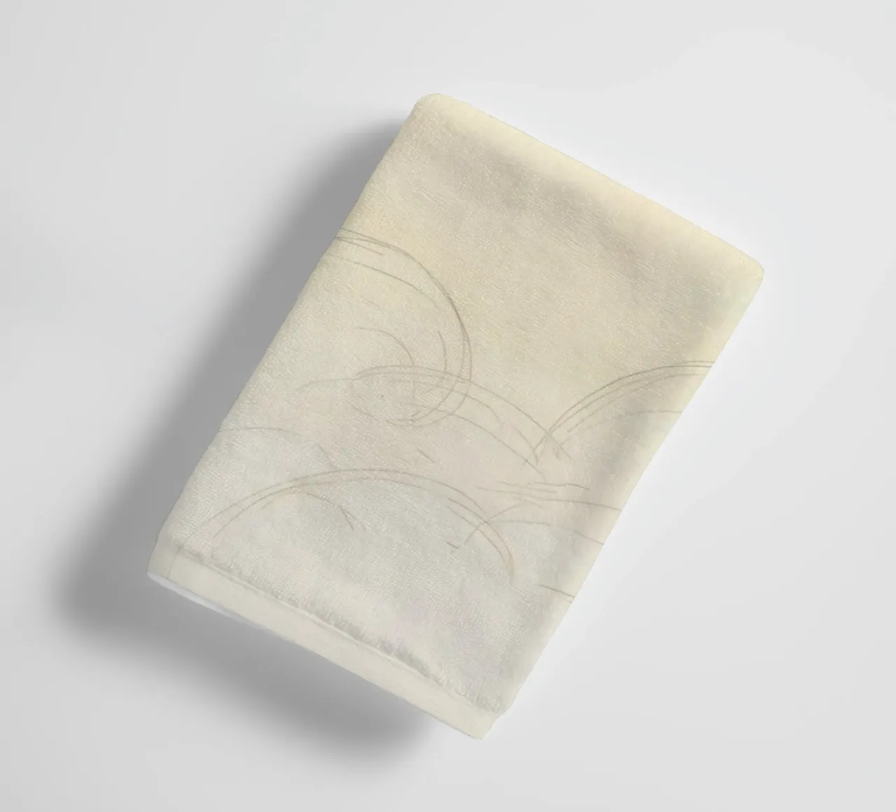 Kite soars high above the ground with sketched clouds towel by DesignDoodle