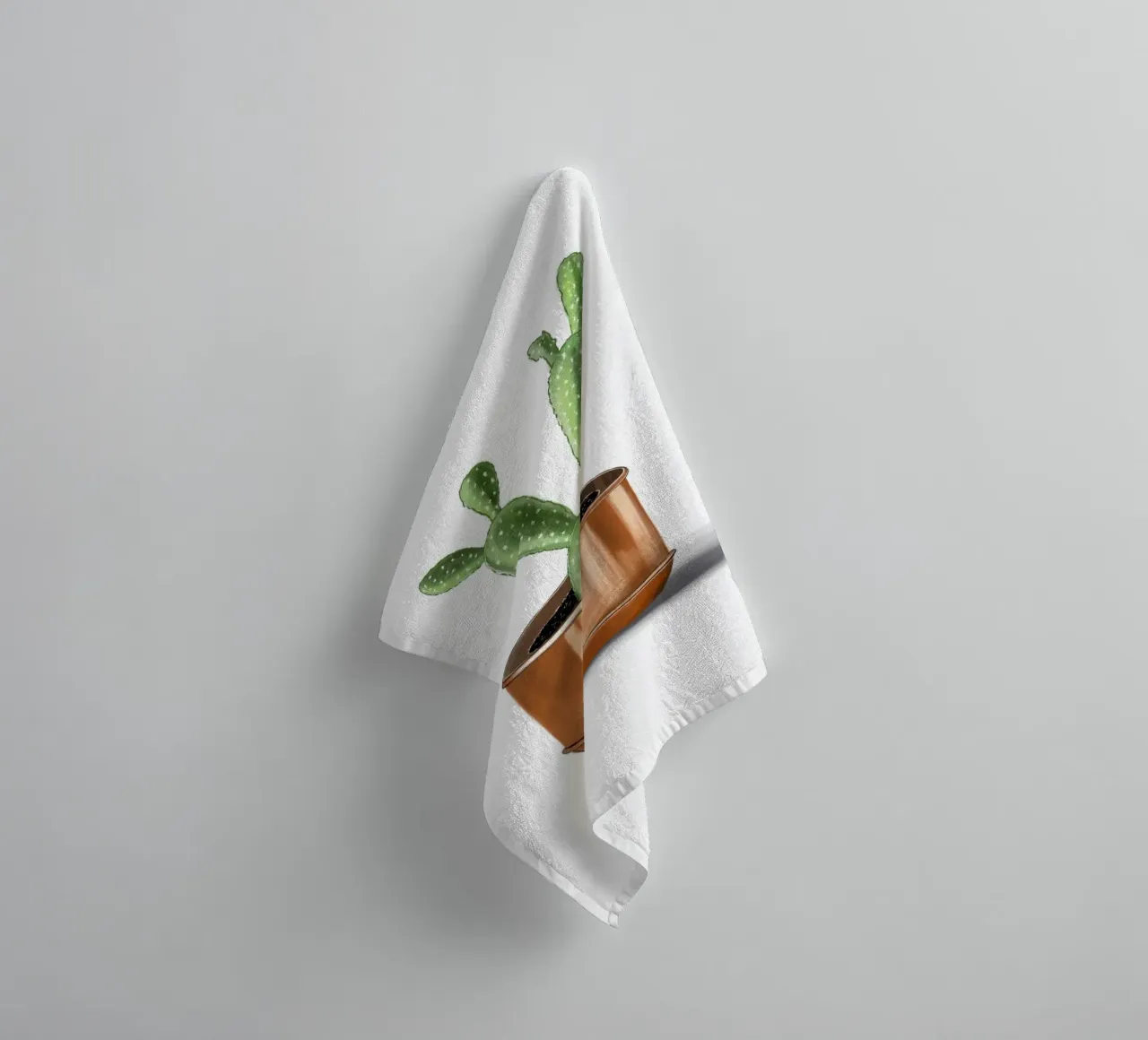 Kaktus im Kupfertopf towel by sketch_visual_studio