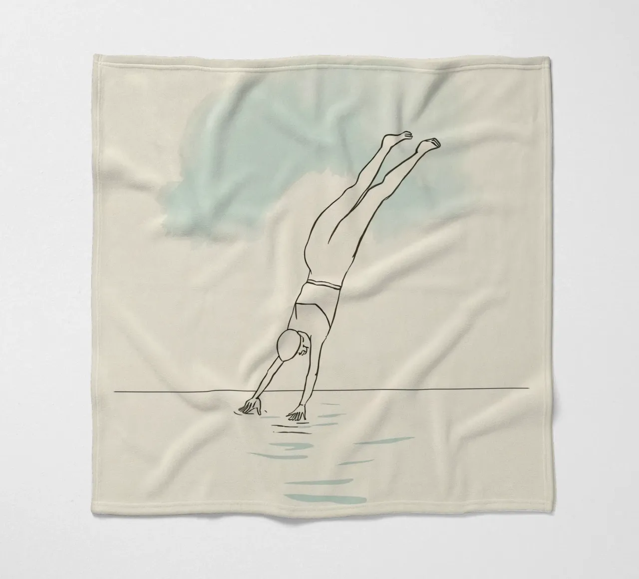 Disegno lineare che mostra un subacqueo che entra in acqua in modo pulito coperta in pile da DesignDoodle