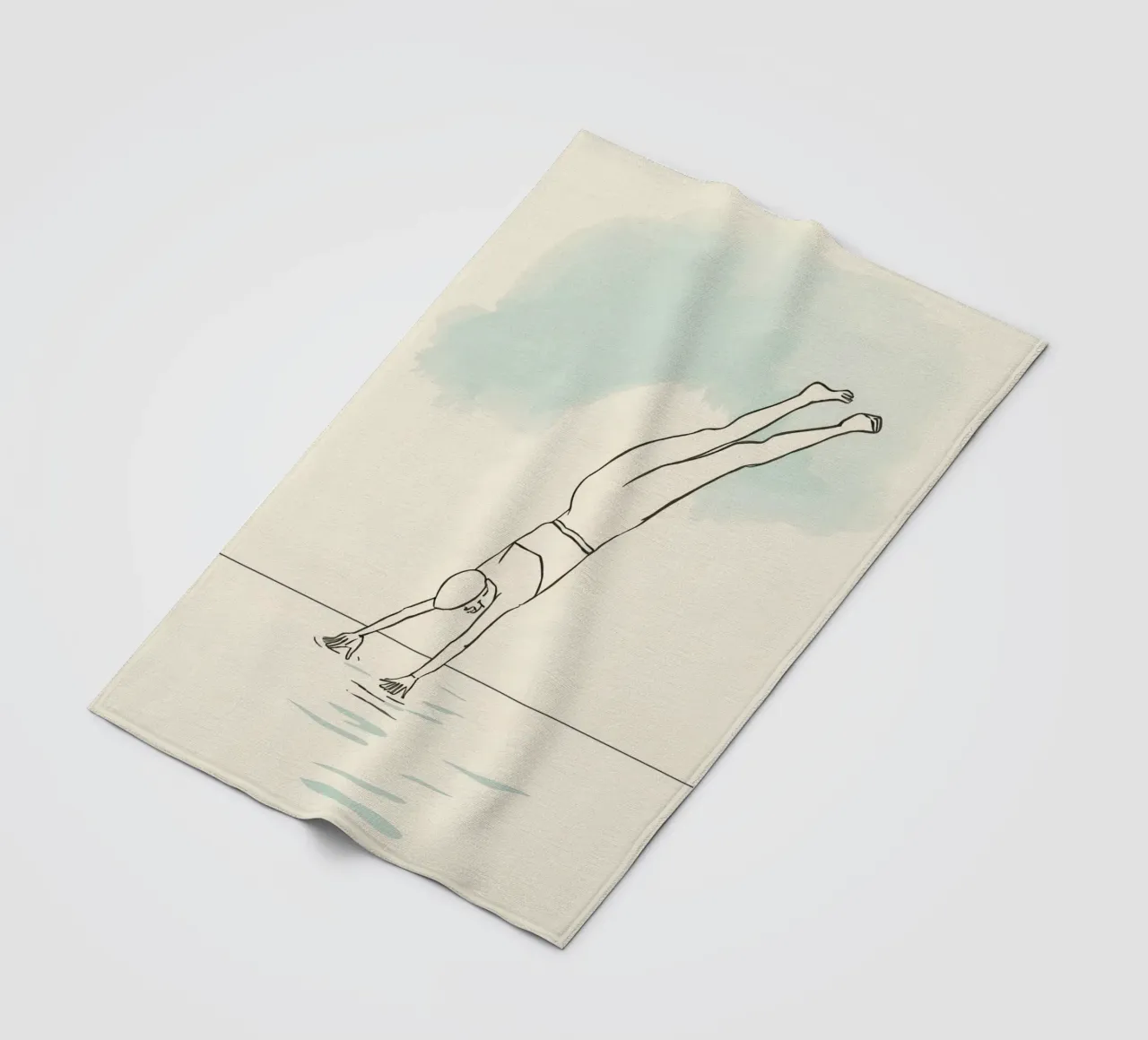 Disegno lineare che mostra un subacqueo che entra in acqua in modo pulito coperta in pile da DesignDoodle