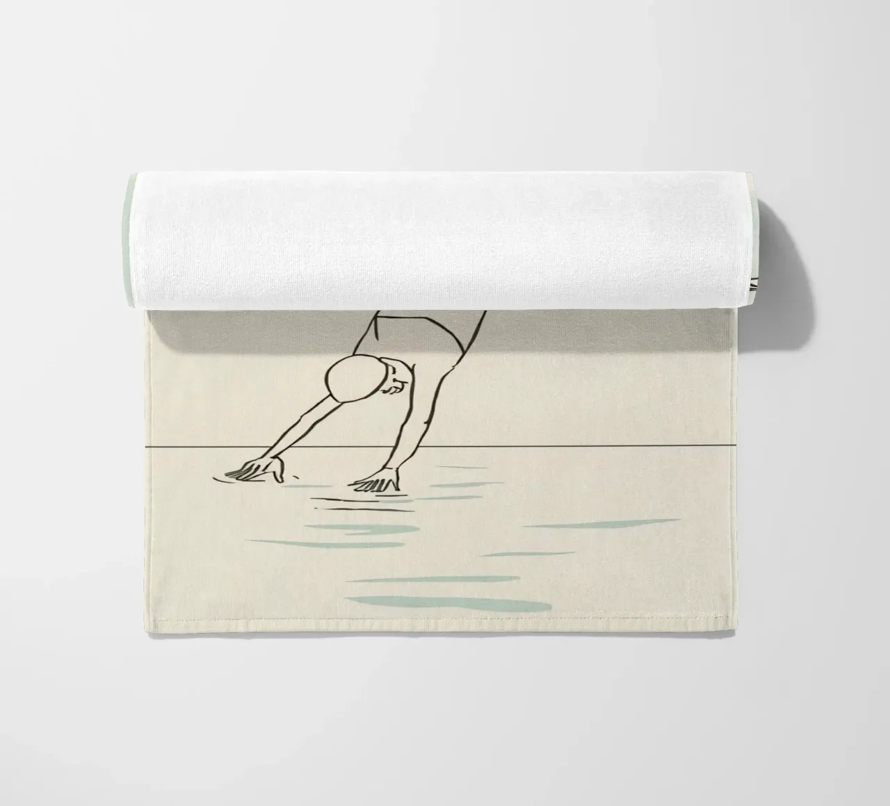 Disegno lineare che mostra un subacqueo che entra in acqua in modo pulito telo mare da DesignDoodle
