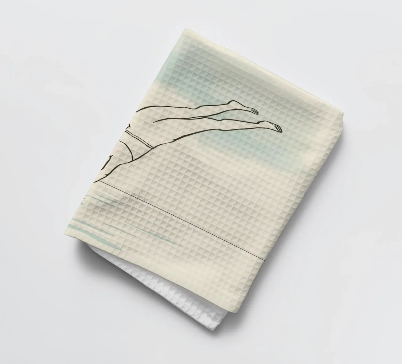 Dessin au trait montrant un plongeur entrant proprement dans l'eau torchon de DesignDoodle