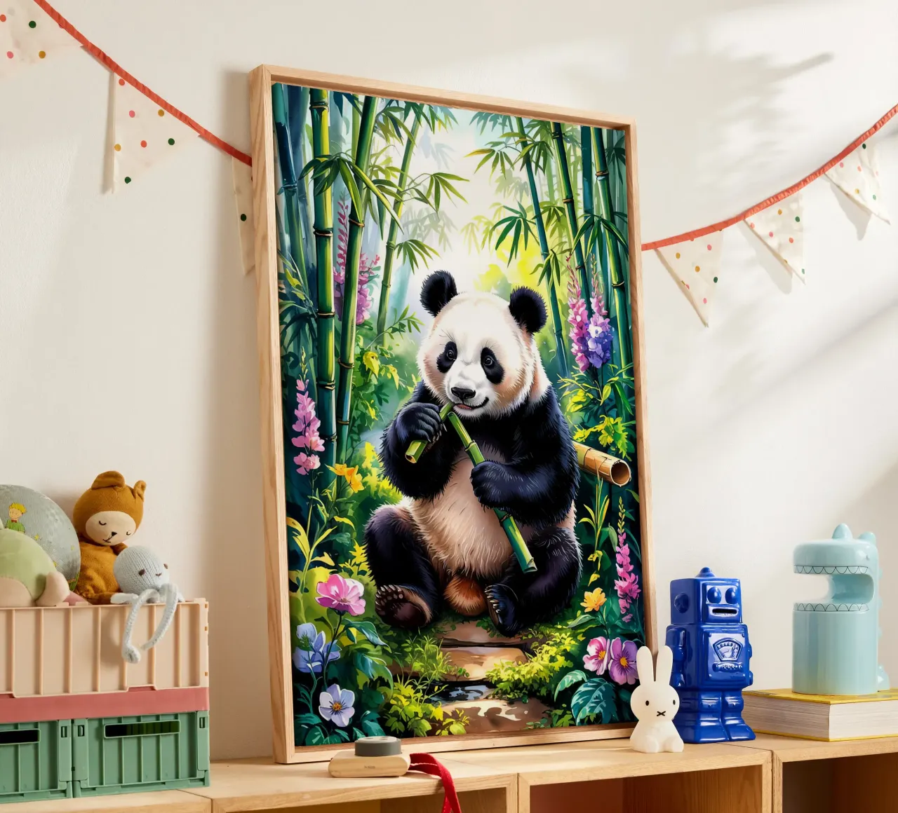 Cute Panda canvas with Floater frame by Jeff Studio
