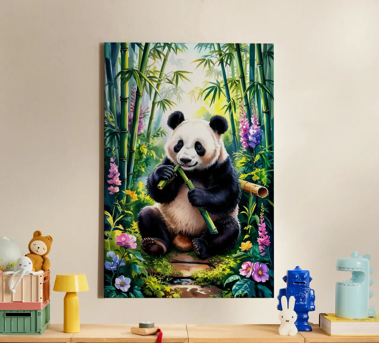 Cute Panda canvas with Floater frame by Jeff Studio