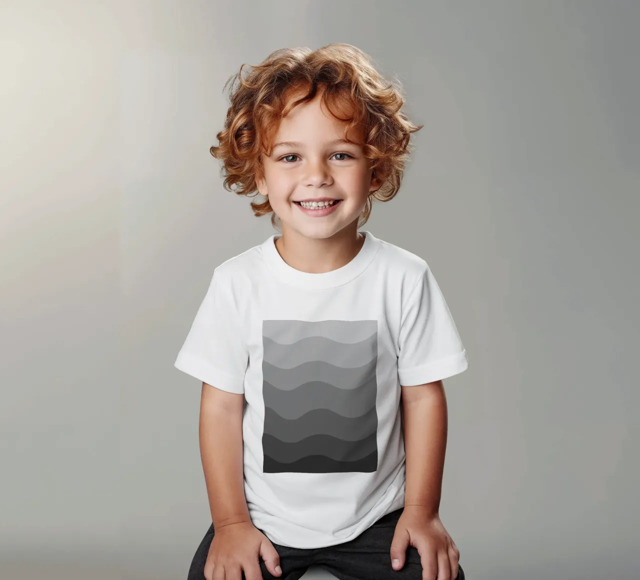 Grey gradient design t-shirt bambini da baobabprintstore