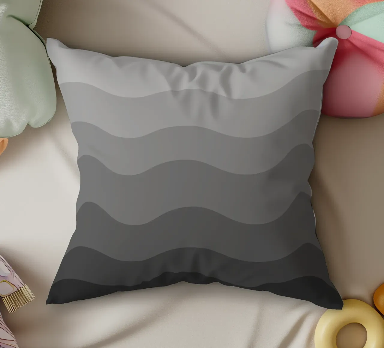 Grey gradient design Kissen von baobabprintstore