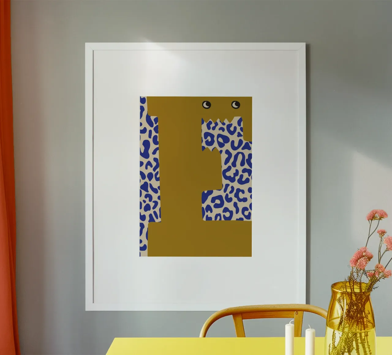 Divertente mostro lettera E con sfondo leopardato carta hahnemühle da ALLÉE DE PAPIER