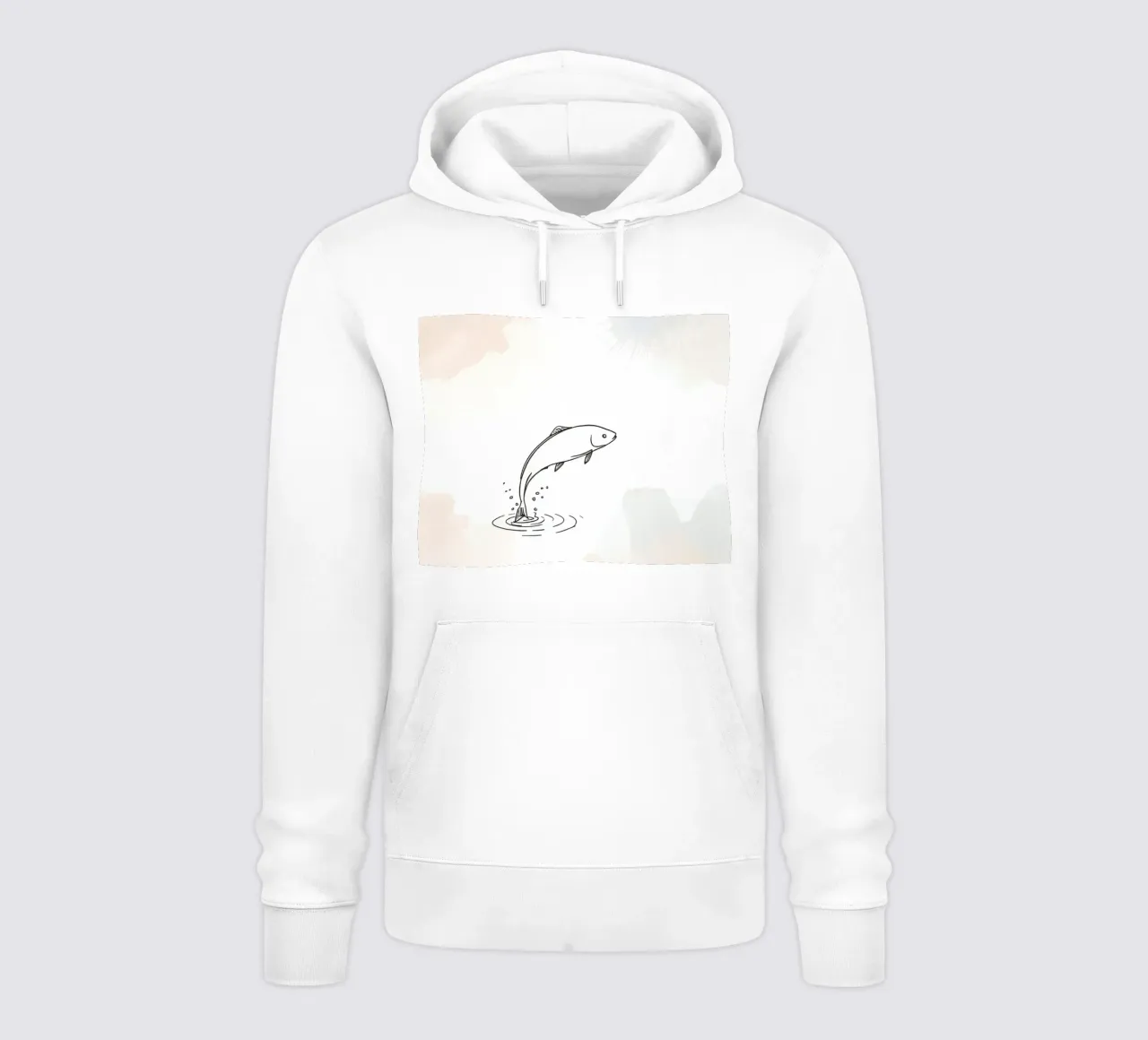 Schizzo di un pesce che salta dall'acqua, con anelli e schizzi felpa con cappuccio da DesignDoodle