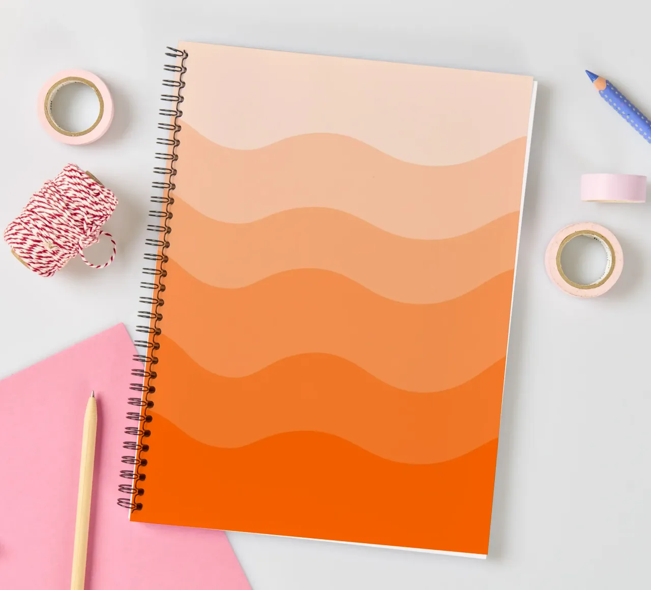 Orange gradient design spiral notebook by baobabprintstore