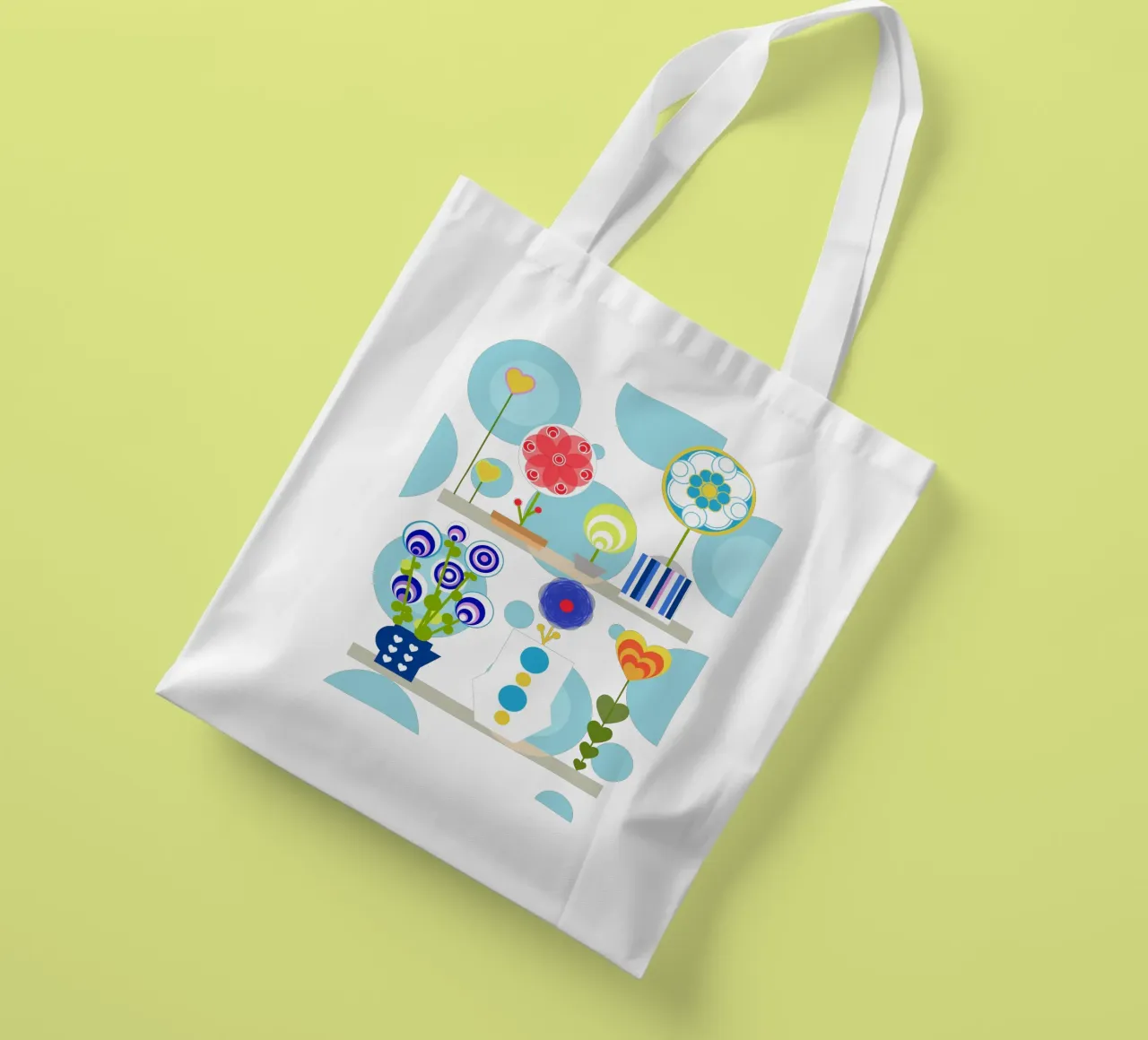 Flower Shop - Bunte Blumen in einem Regal vor Türkis tote bag by Lilou Art