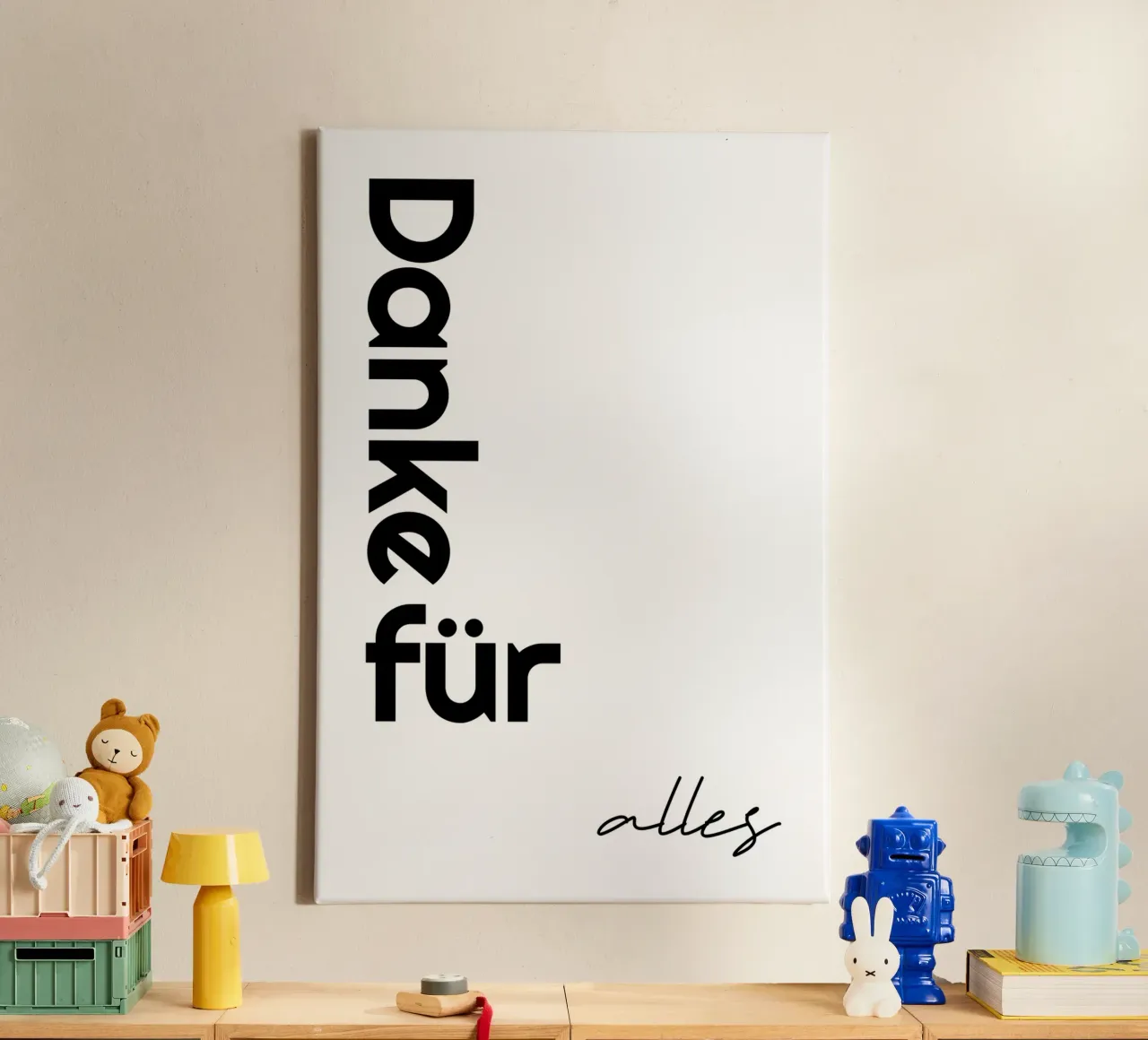 Grazie di tutto tela con Cornice a cassetta da YV TYPOGRAPHY