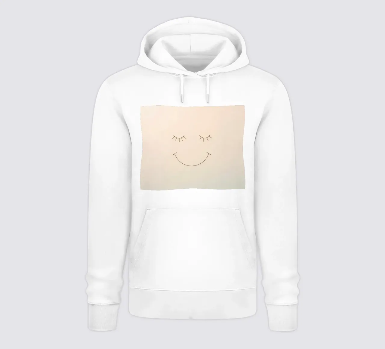 Semplice disegno di un volto con occhi chiusi e sorriso felpa con cappuccio da DesignDoodle