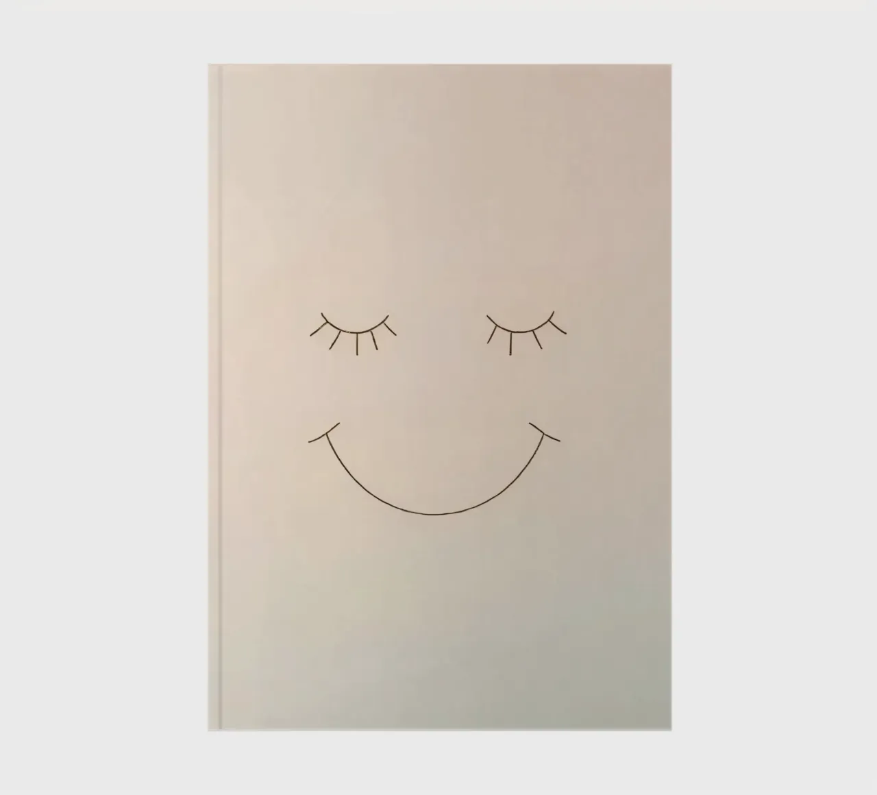 Simple drawing of a face with closed eyes and a smile notebook by DesignDoodle