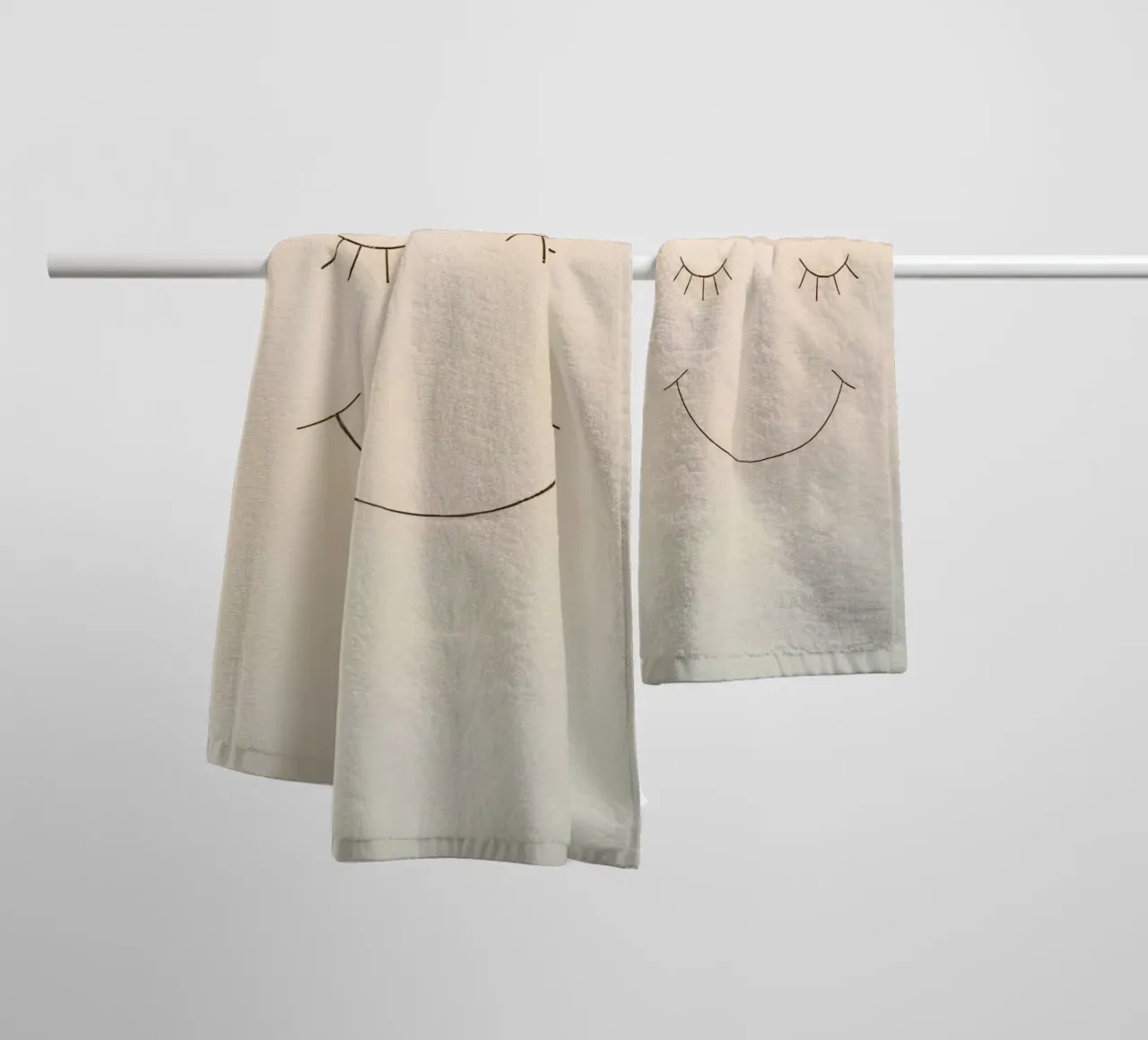 Simple drawing of a face with closed eyes and a smile towel by DesignDoodle