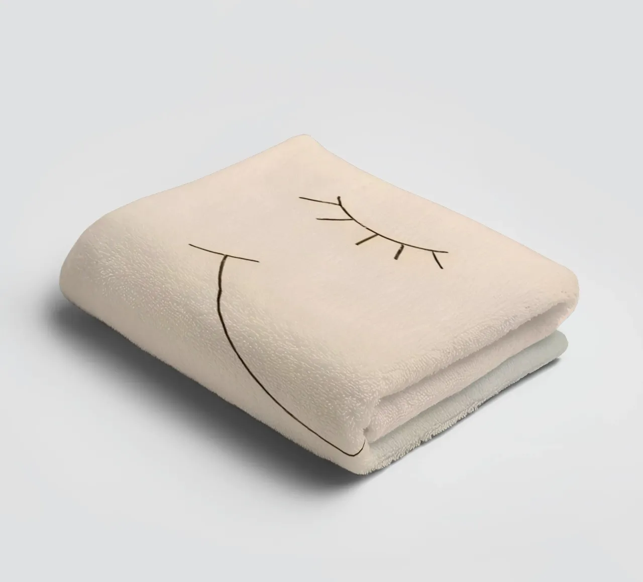 Simple drawing of a face with closed eyes and a smile towel by DesignDoodle
