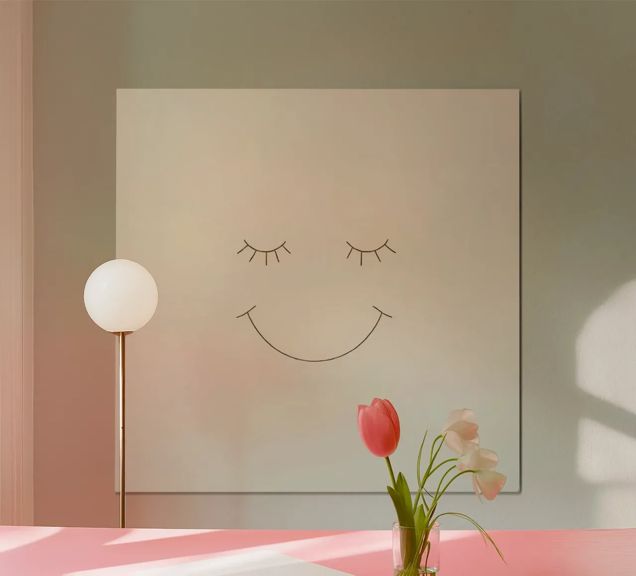 Semplice disegno di un volto con occhi chiusi e sorriso carta hahnemühle da DesignDoodle
