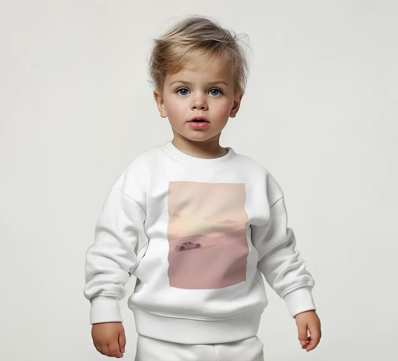 Un deportivo blanco recorre las dunas al atardecer sudadera de bebé de DesignDoodle