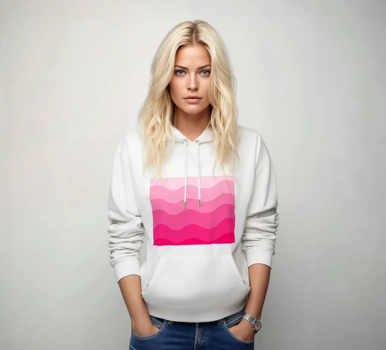 Pink gradient design felpa con cappuccio da baobabprintstore