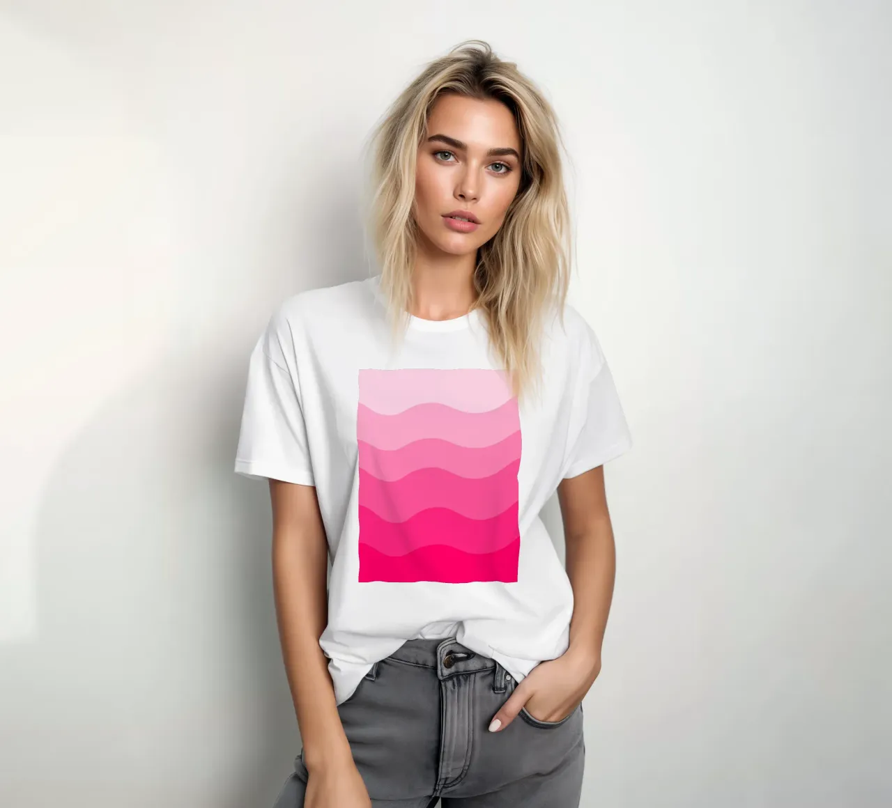 Pink gradient design t-shirt da baobabprintstore