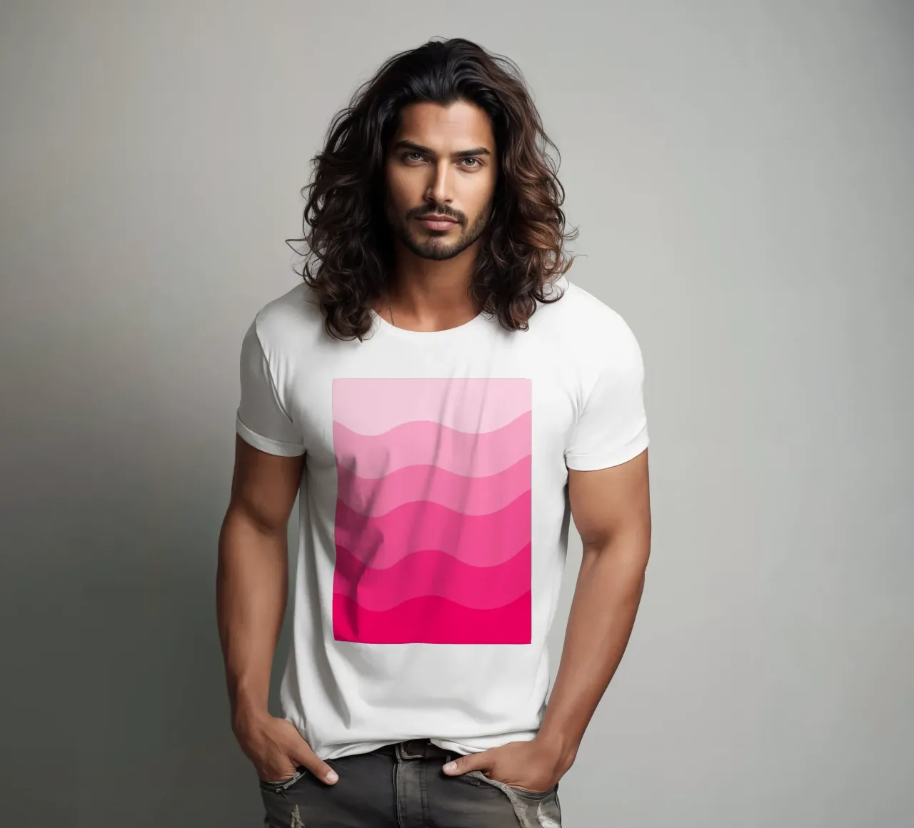 Pink gradient design t-shirt da baobabprintstore