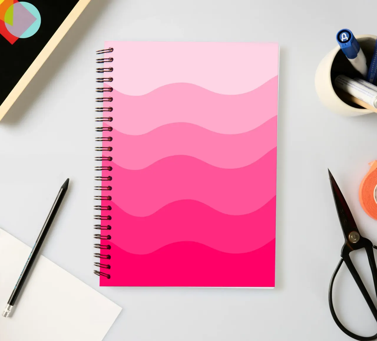 Pink gradient design spiral notebook by baobabprintstore