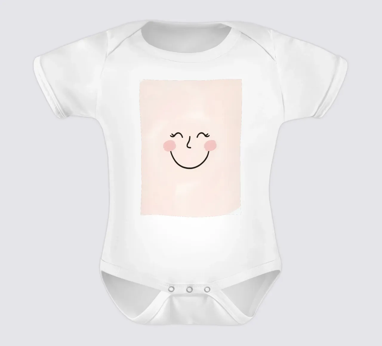 Disegno di una faccia felice su sfondo rosa chiaro body neonato maniche corte da DesignDoodle