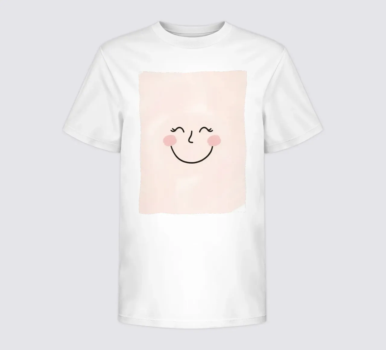 Disegno di una faccia felice su sfondo rosa chiaro t-shirt bambini da DesignDoodle