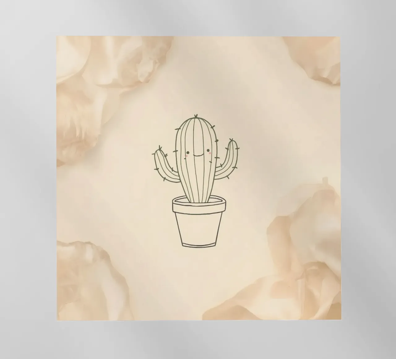 Cactus felice in un'illustrazione di contorno vaso con beige floreale pellicola backlit da DesignDoodle