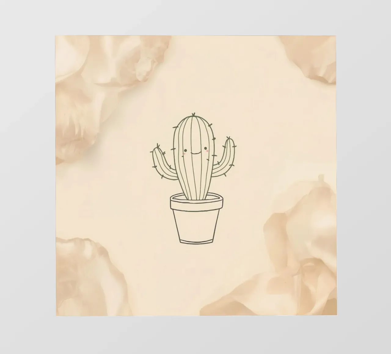 Cactus felice in un'illustrazione di contorno vaso con beige floreale pellicola backlit da DesignDoodle