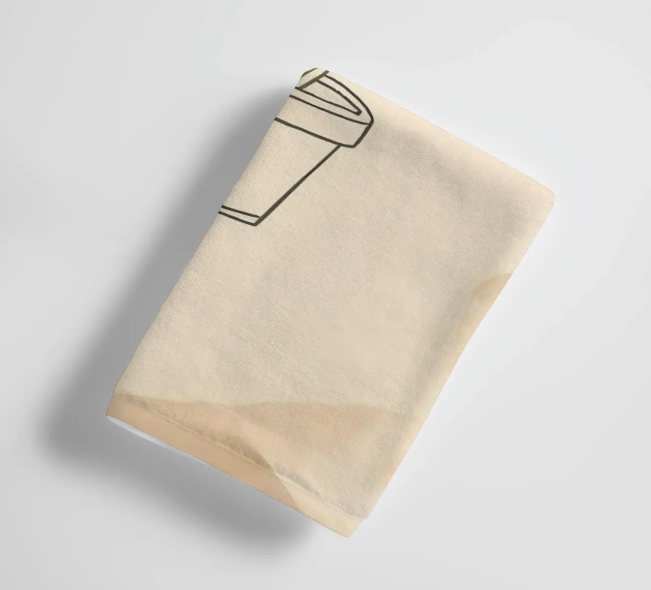 Illustration du contour d'un cactus heureux dans un pot avec des fleurs beiges serviette de bain de DesignDoodle