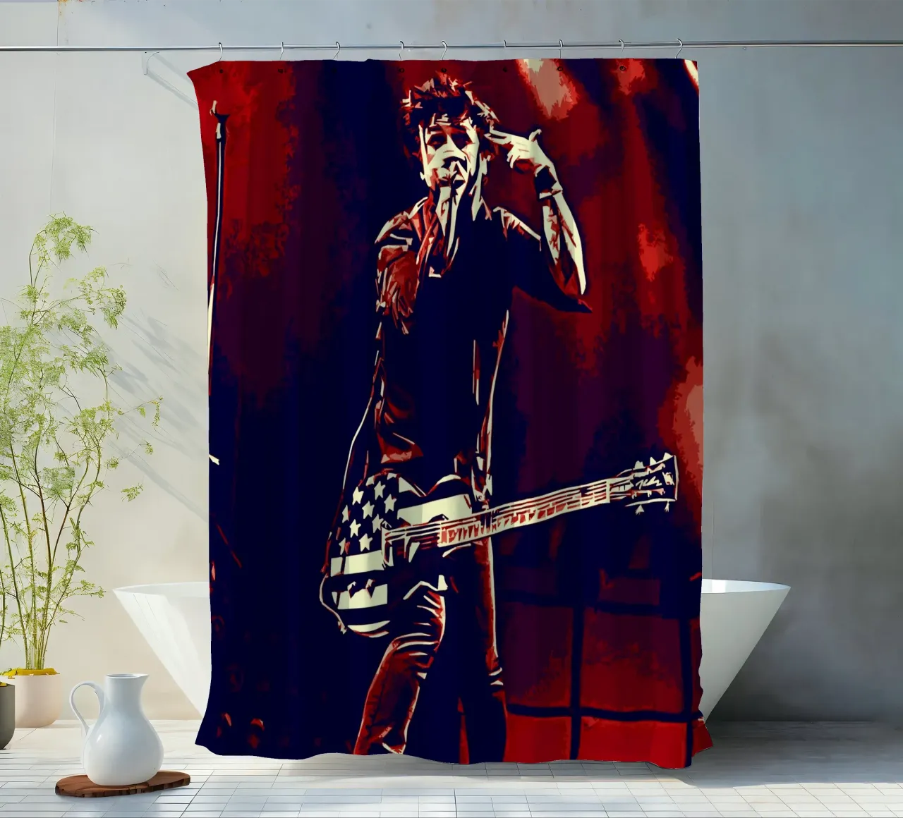 Billie Joe Armstrong green day music band Art shower curtain by music soul