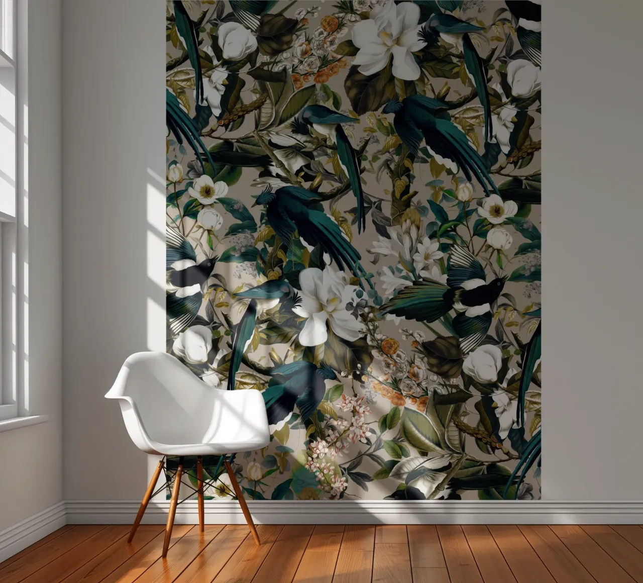 Birds and Floral Pattern photo wallpaper by burcukorkmazyurek