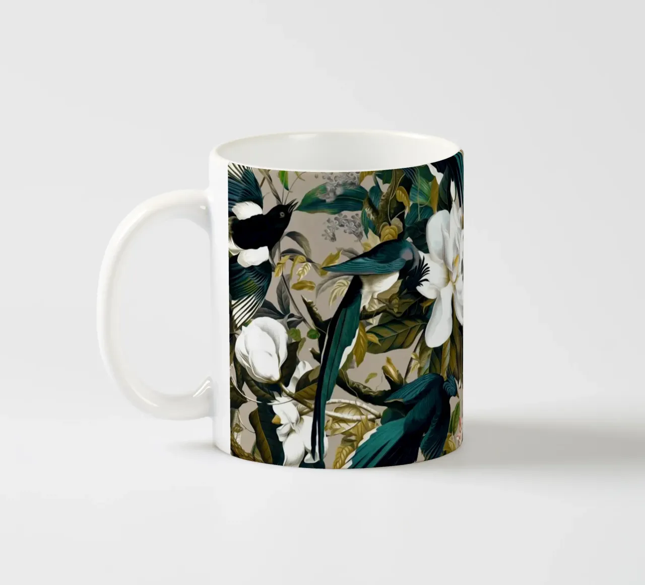 Birds and Floral Pattern tazza in ceramica da burcukorkmazyurek