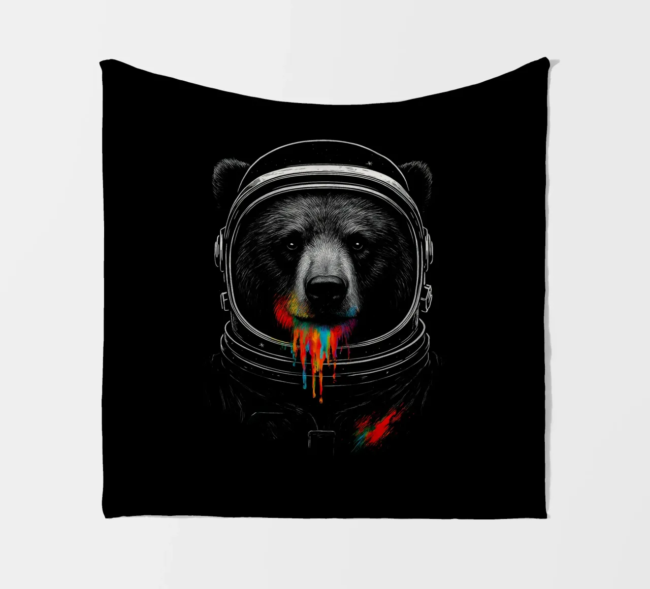 Astronaut Bear with Neon Paint Drips – Cosmic Animal Art coperta in pile da BadrBrand