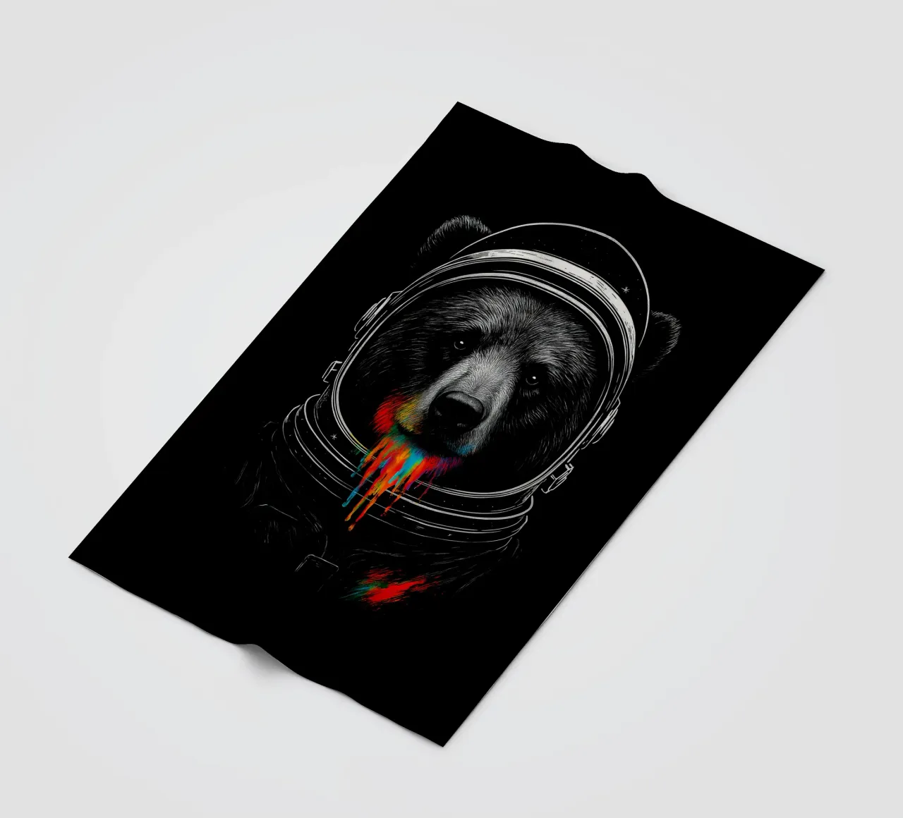 Astronaut Bear with Neon Paint Drips – Cosmic Animal Art coperta in pile da BadrBrand