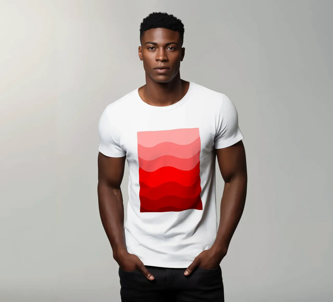 Red gradient design t-shirt da baobabprintstore
