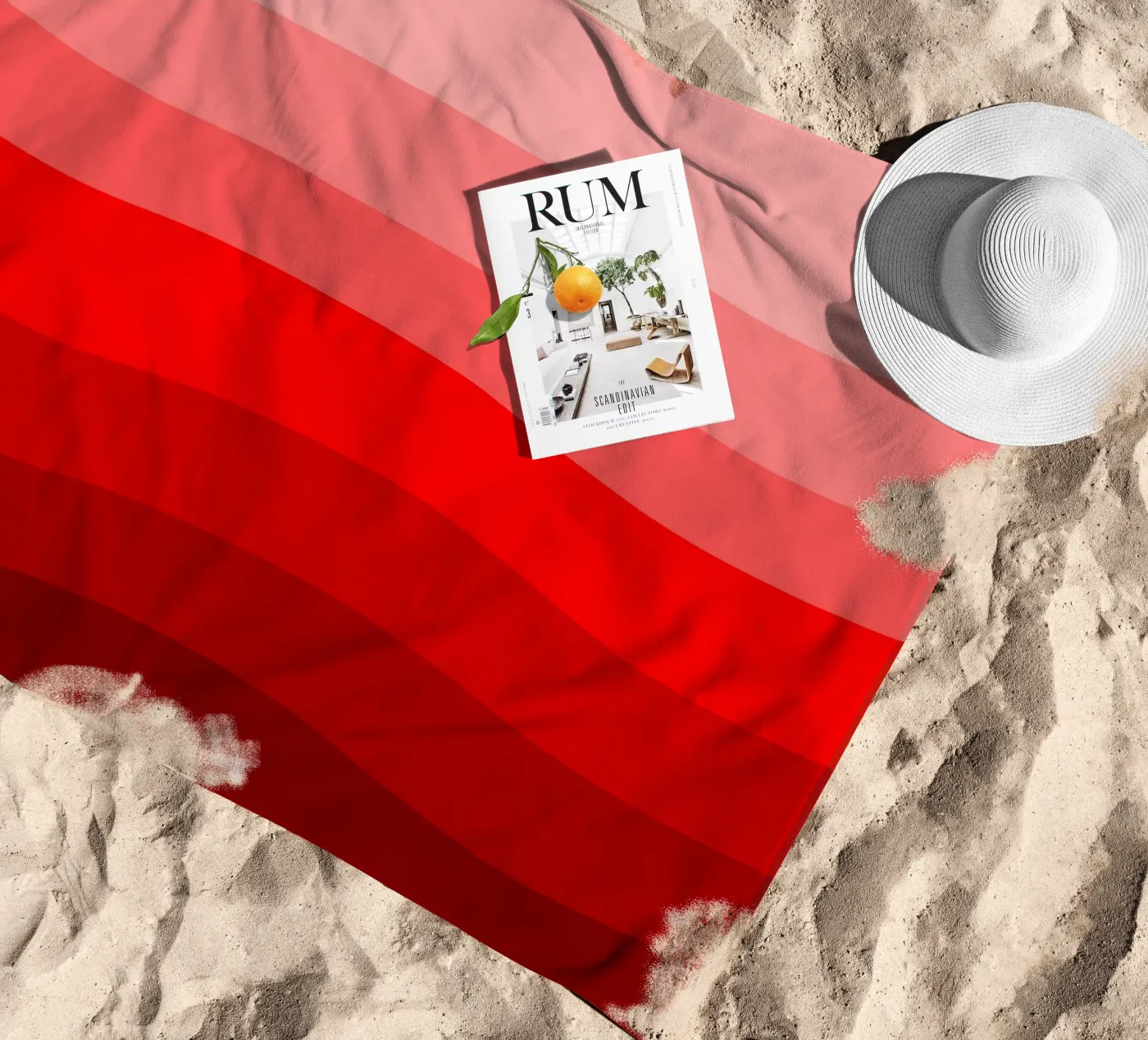 Red gradient design telo mare da baobabprintstore