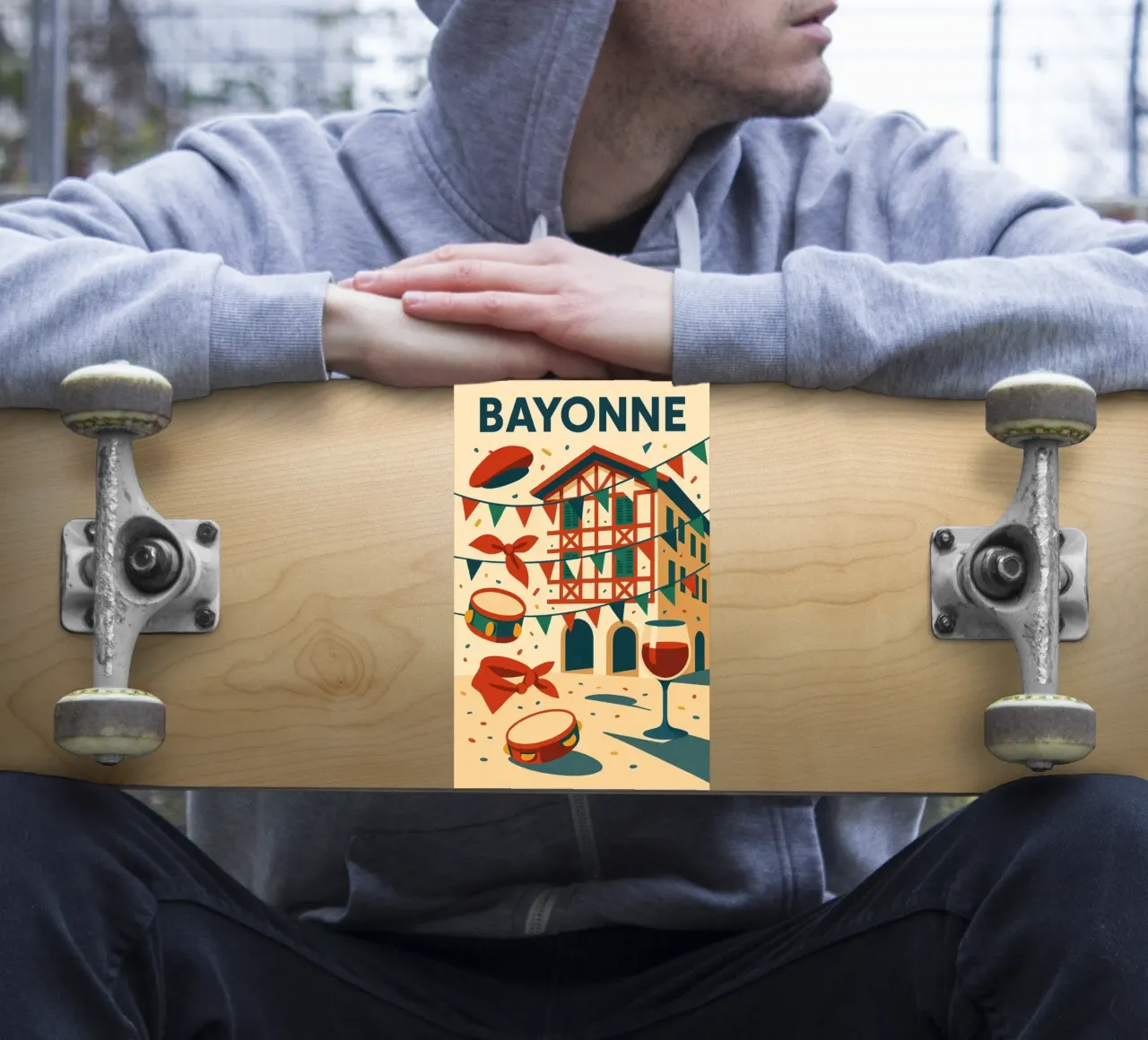 Bayonne in Feierlaune Sticker von JETLAG | affiches voyage