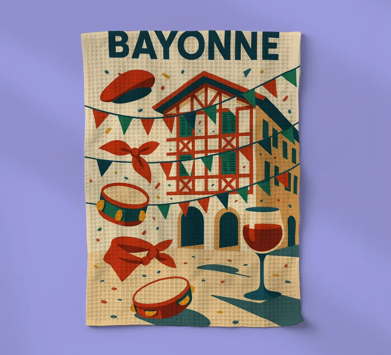 Bayonne in Feierlaune Geschirrtuch von JETLAG | affiches voyage