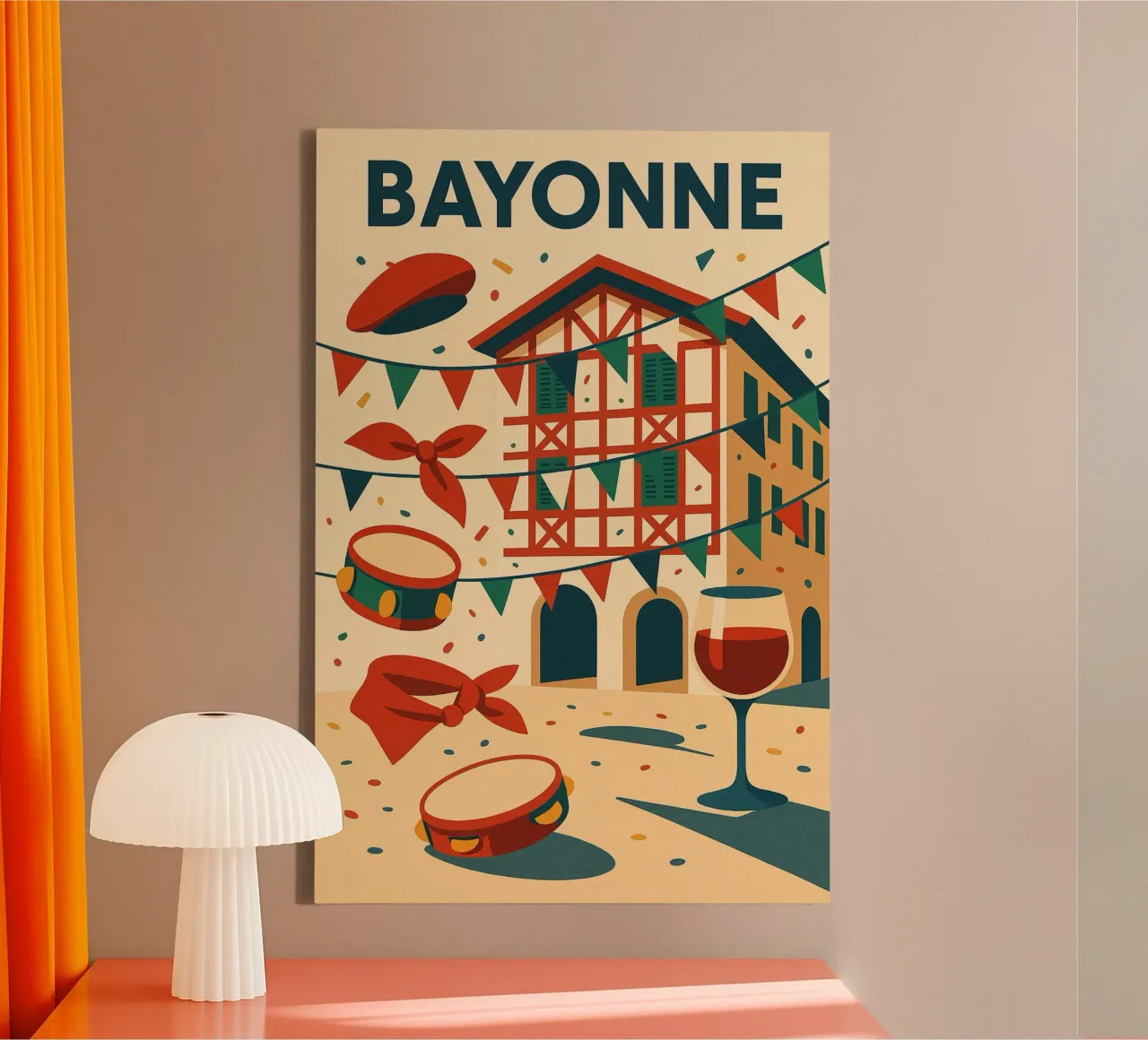 Bayonne festeggia tela con Cornice a cassetta da JETLAG | affiches voyage