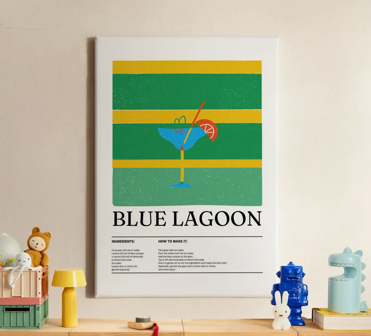 Blaue Lagune Leinwand mit Schattenfugenrahmen von E Cannon