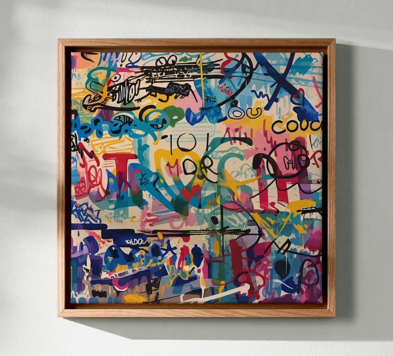 Arte contemporanea vibrante, graffiti e street art tela con Cornice a cassetta da Abstract and Patterns