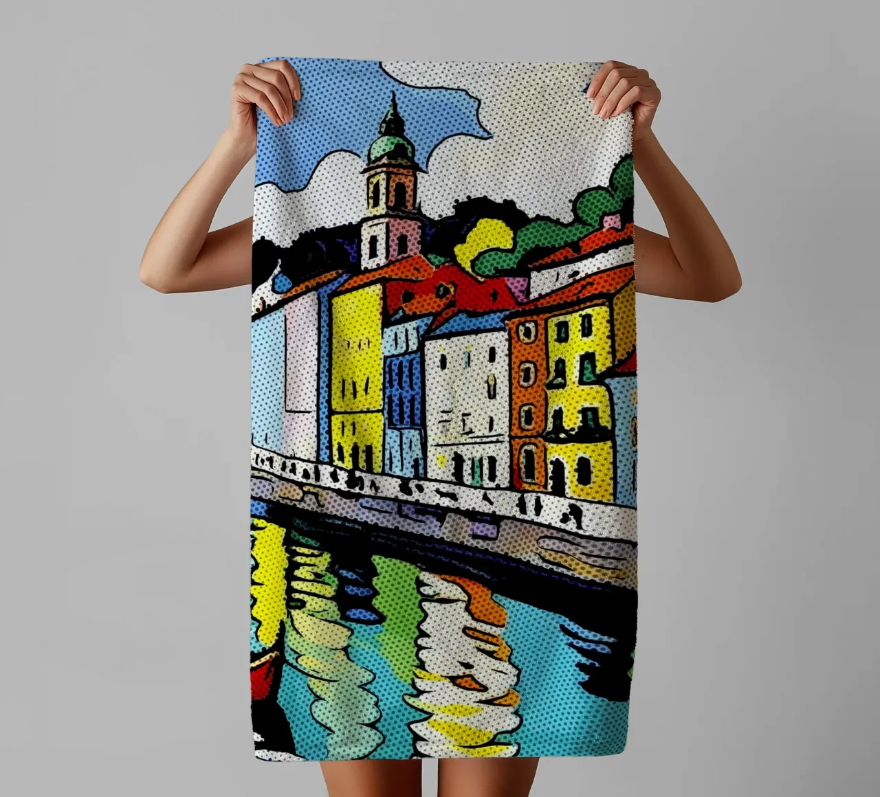 Sur la route en Europe, motif 2 serviette de bain de ZAMART - PopArt