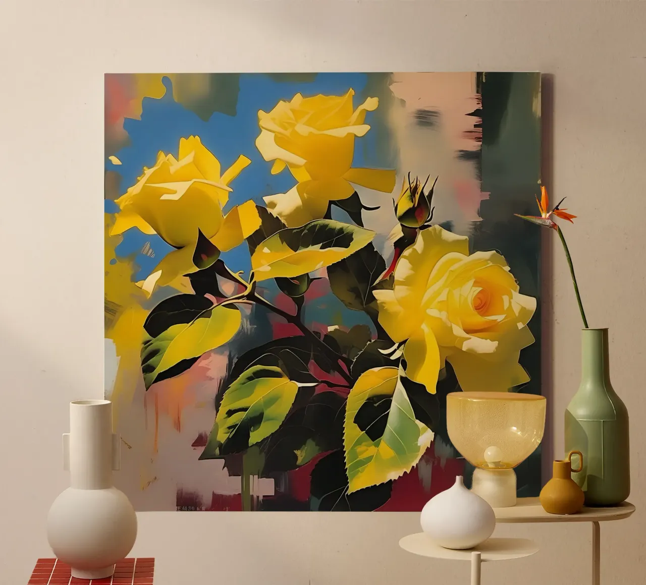 fleurs_jaune_1 toile avec Caisse américaine de Farb- und Blütenzauber by LK