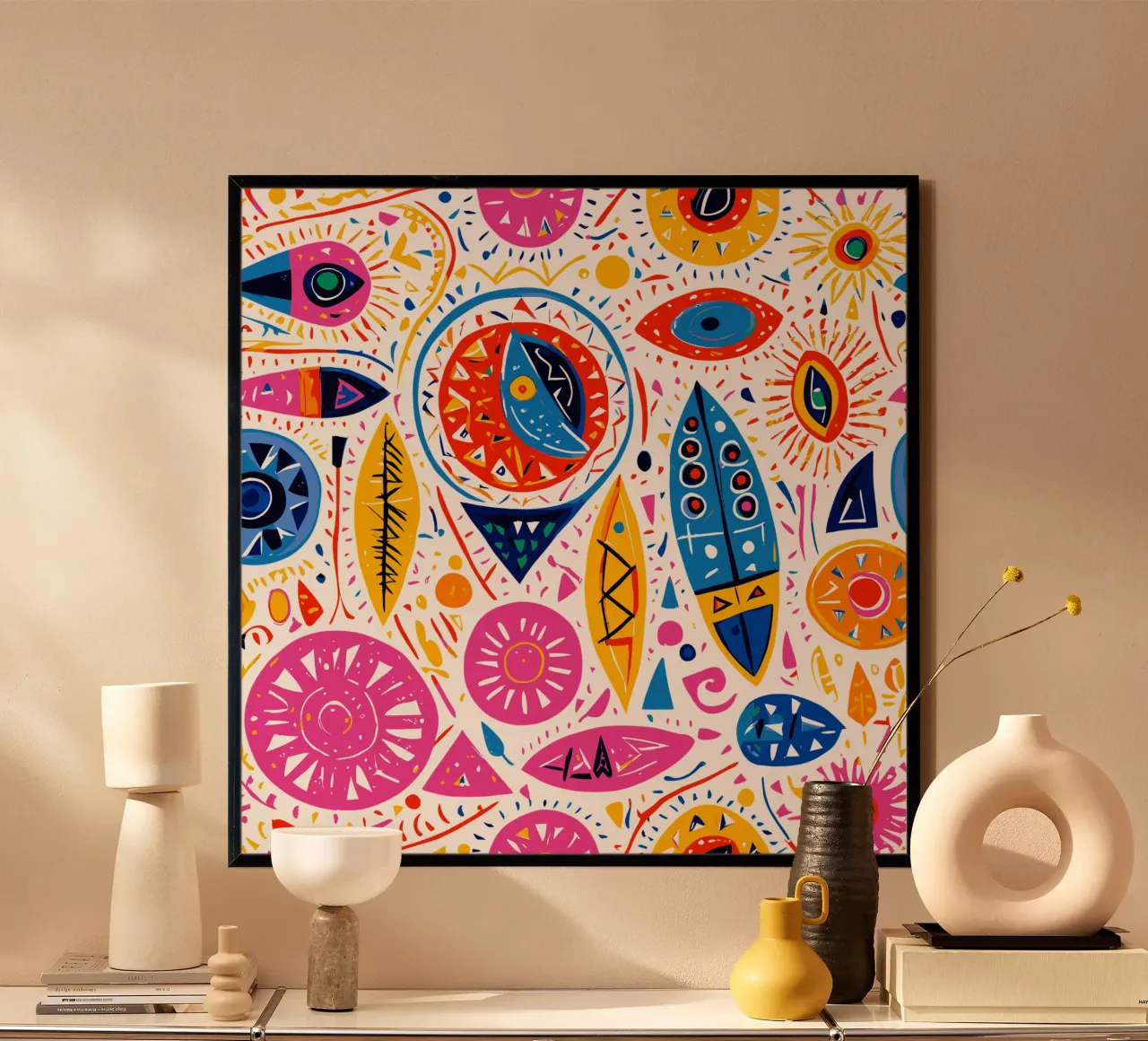 Éclat de Couleurs Un viaggio psichedelico poster con telaio in plastica da Abstract and Patterns