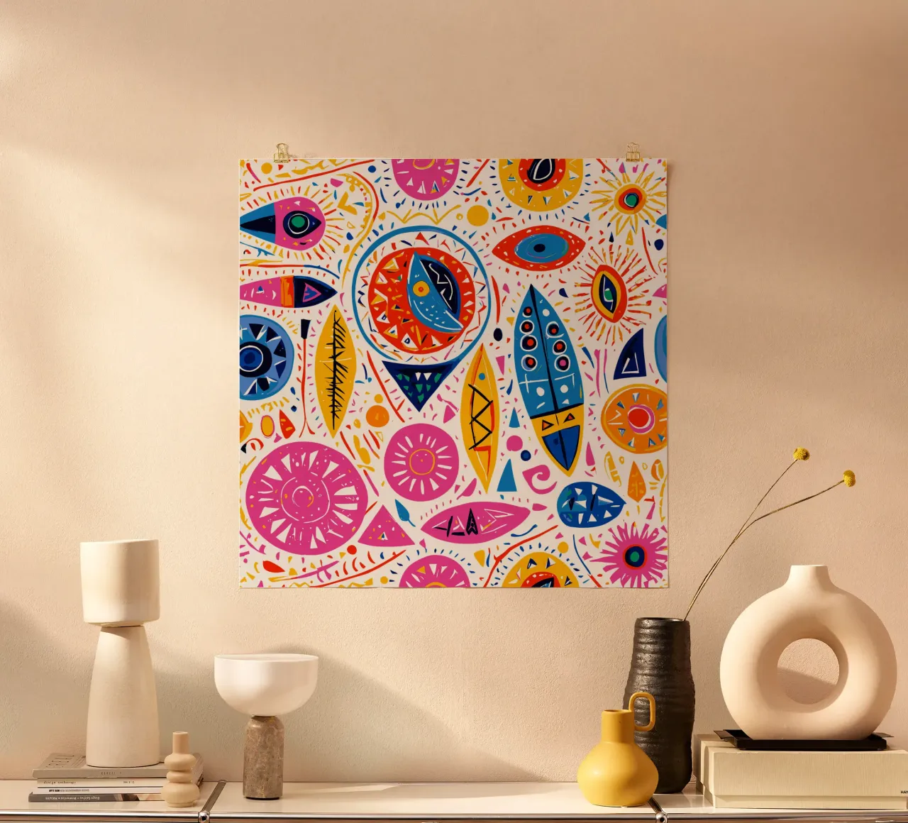 Éclat de Couleurs Un viaggio psichedelico poster con telaio in plastica da Abstract and Patterns