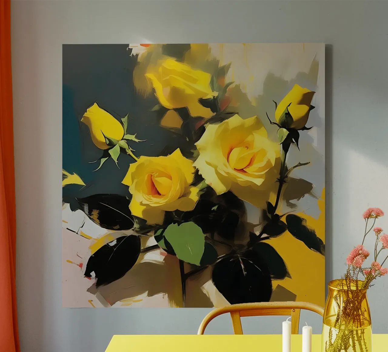 fleurs_jaune_2 toile avec Caisse américaine de Farb- und Blütenzauber by LK