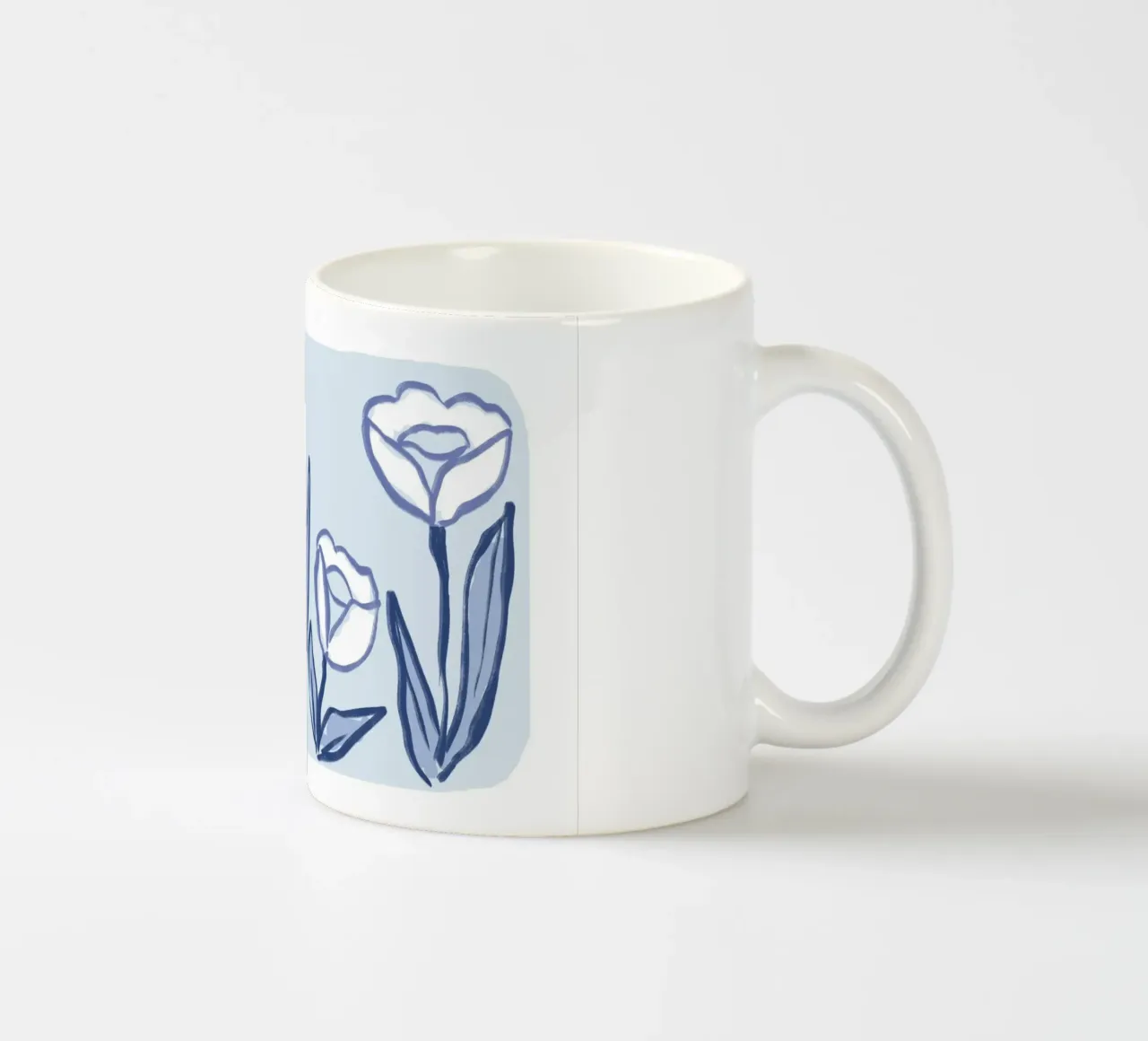 Tulipano botanico blu e bianco tazza in ceramica da Melloi Art Print