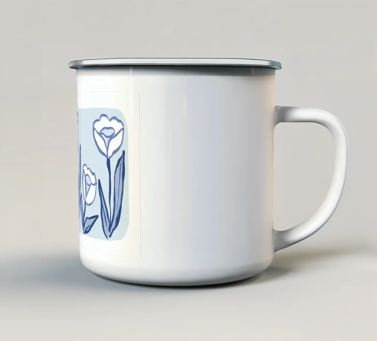 Tulipano botanico blu e bianco tazza in smalto da Melloi Art Print